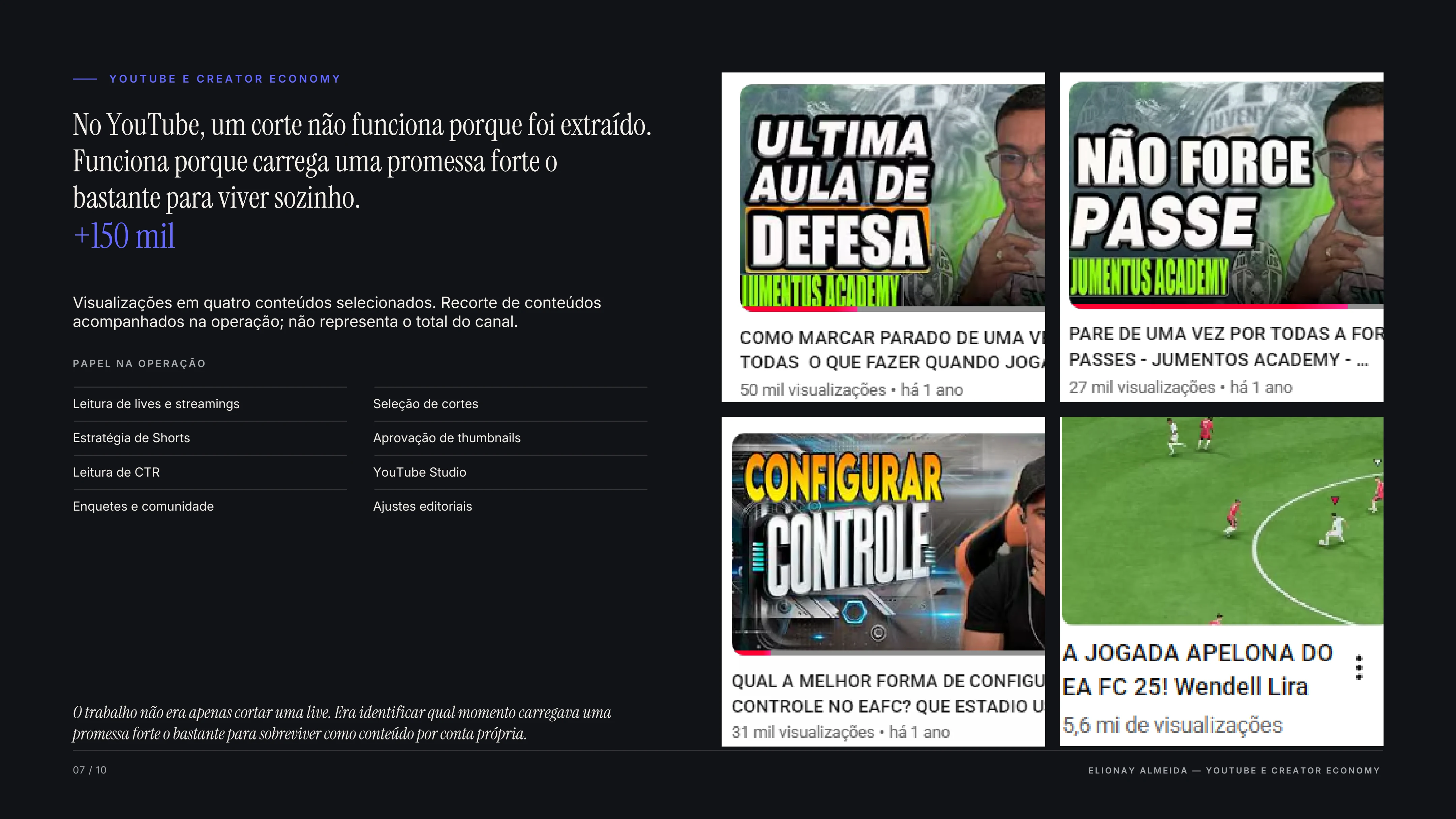 Página 7 do portfólio: YOUTUBE E CREATOR ECONOMY.